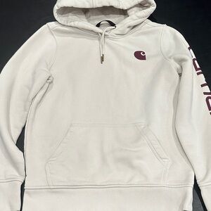 Carhartt Off-White Hoodie with Burgundy Accents